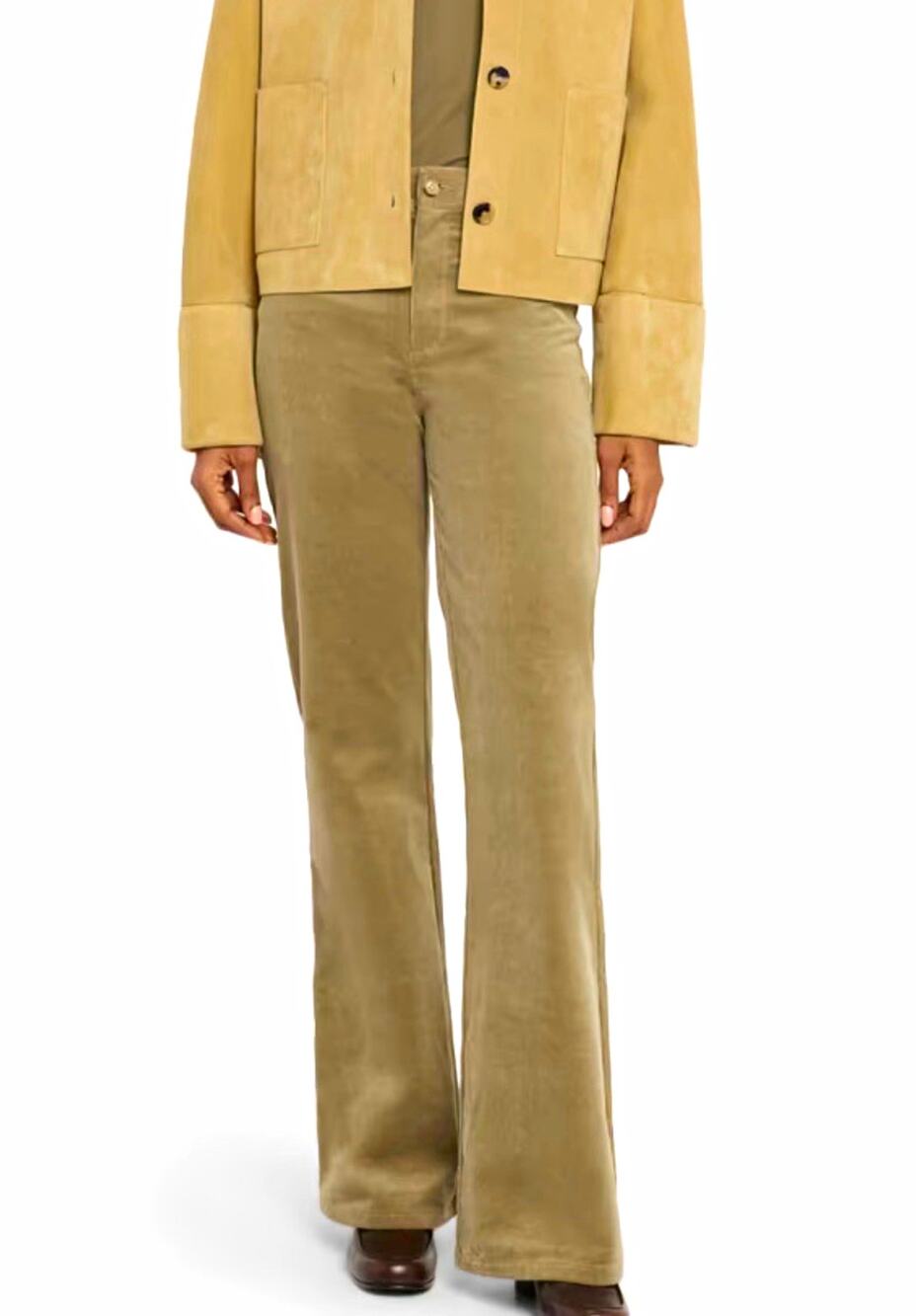PAIGE Leenah Wide-Leg Corduroy Jeans with Welt Pockets size 10